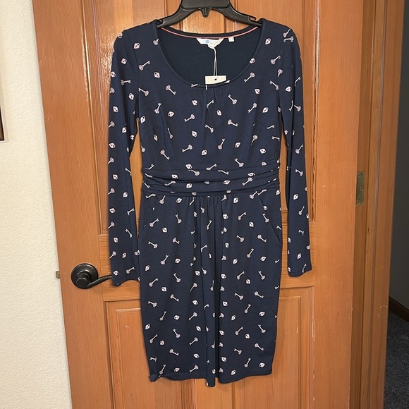 NWT Boden Mabel Dress Trinket Heart Lock and Key Chatsworth Navy Womens Size 6p - Picture 13 of 13